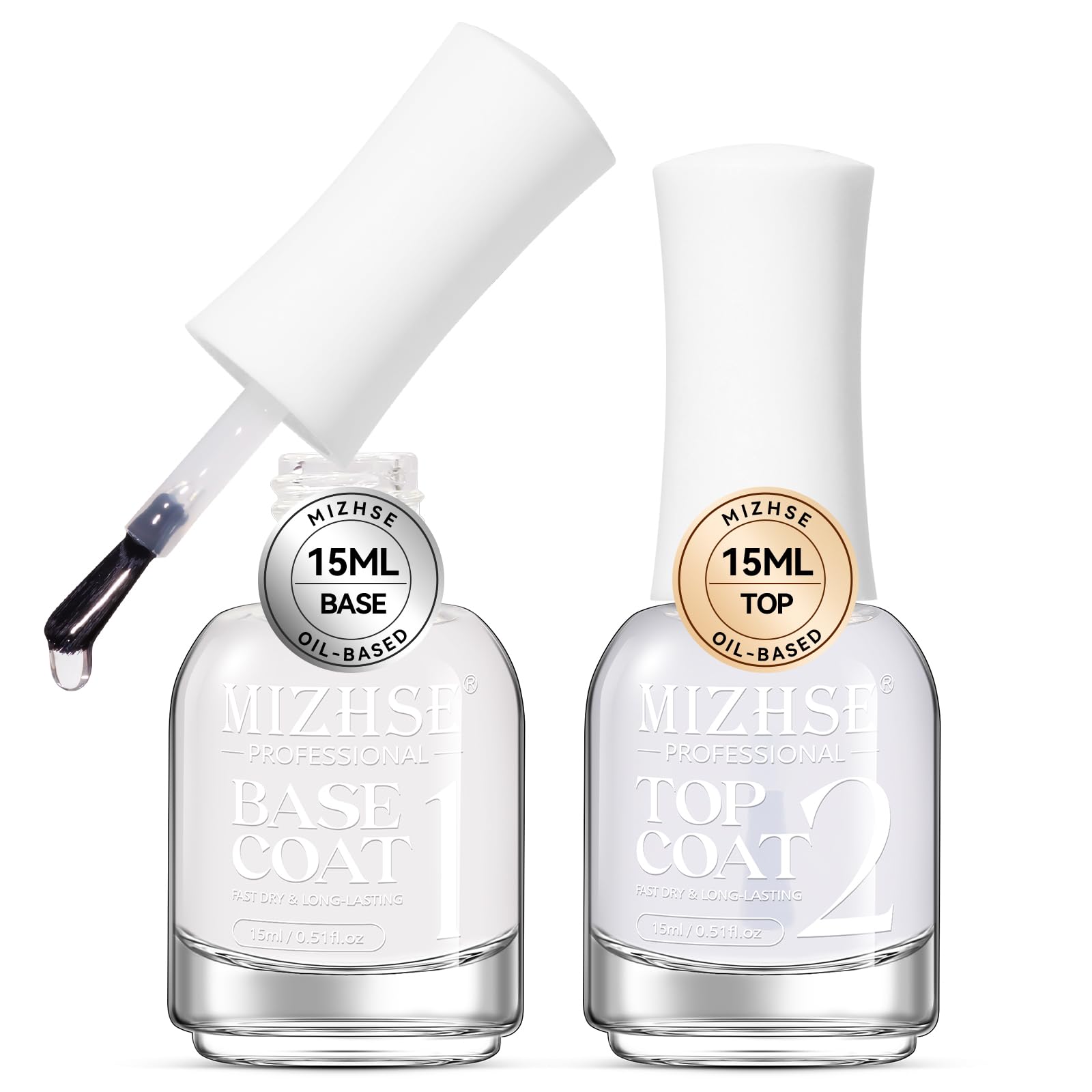 Amazon.com : MIZHSE Base and Top Coat Nail Polish Quick Dry, 15 ml